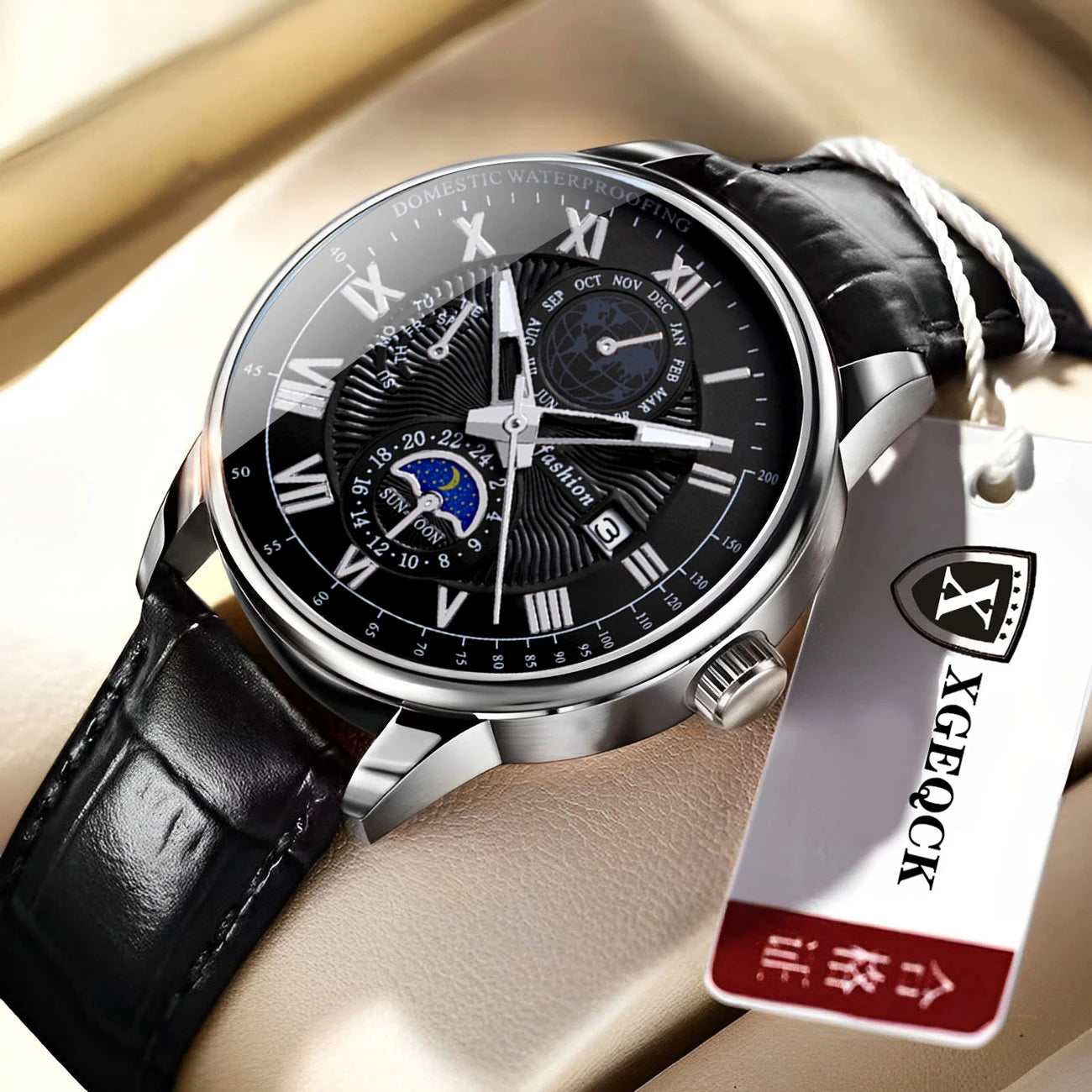 Men's Wristwatch Waterproof Luminous Leather Date Quartz Watches