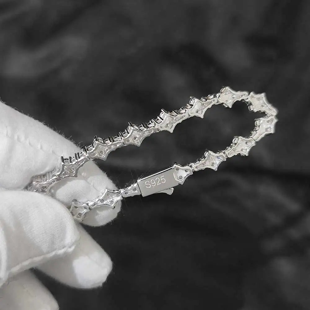 Tennis Chain Necklace for Men Women Iced Out Bling Prong-Setting 925 Sterling Silver Real Moissanite Fashion Jewelry