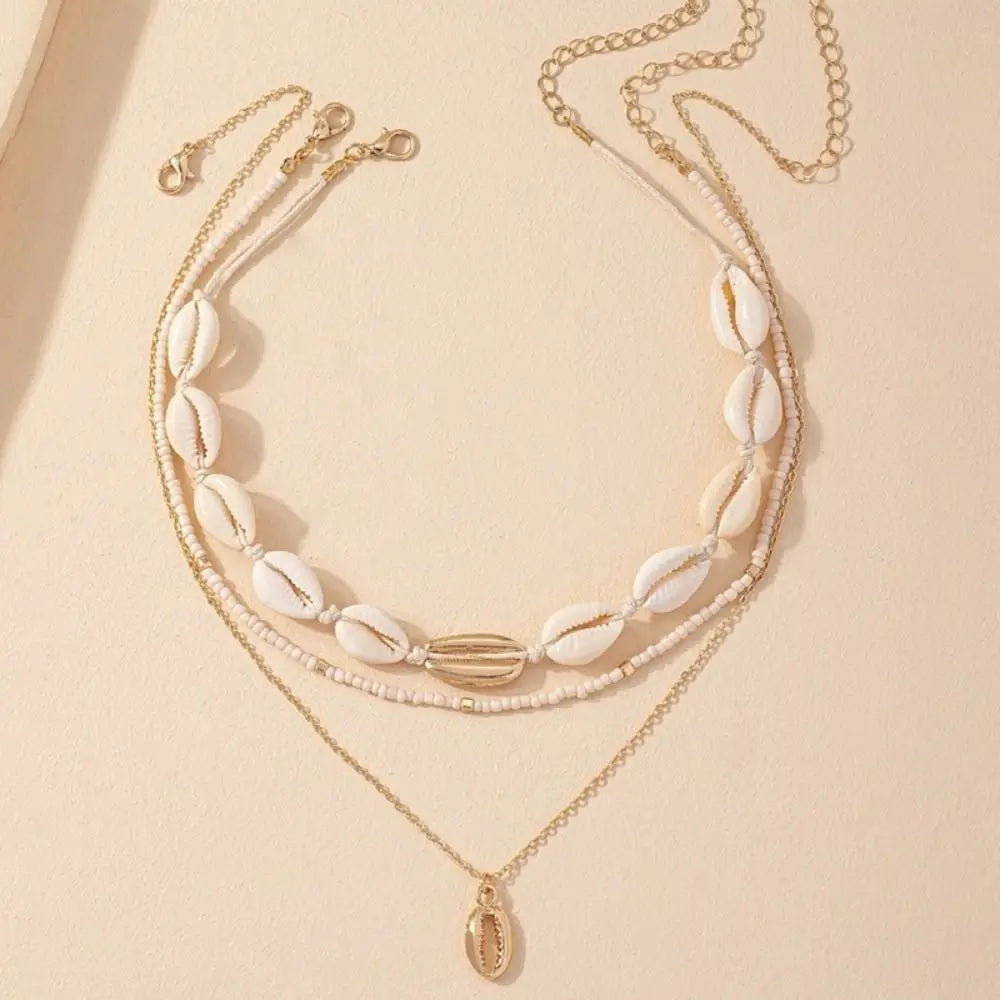 Fashion Geometric Necklace Bead Bohemian Style Clavicle Chain Delicate Double Layer Choker Necklace