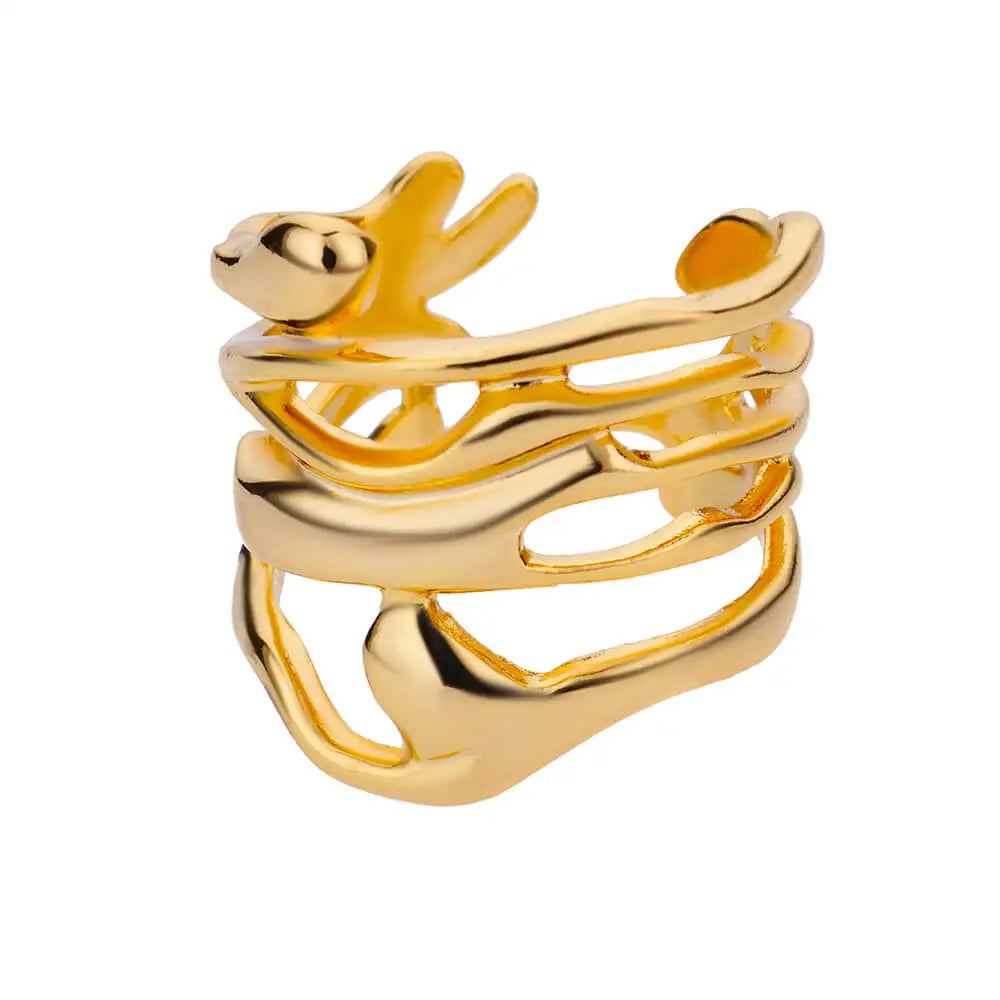 Gold Color Opening Couple Ring