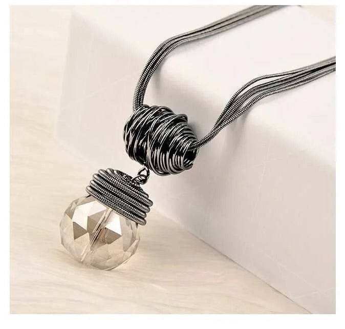 Long Necklace Crystal Women Statement Necklace Jewelry 2024 Fashion Black Chain Drops Maxi Necklaces Pendants Kolye Collier