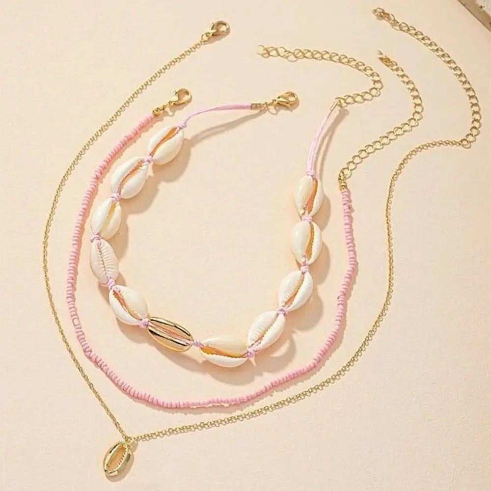 Fashion Geometric Necklace Bead Bohemian Style Clavicle Chain Delicate Double Layer Choker Necklace