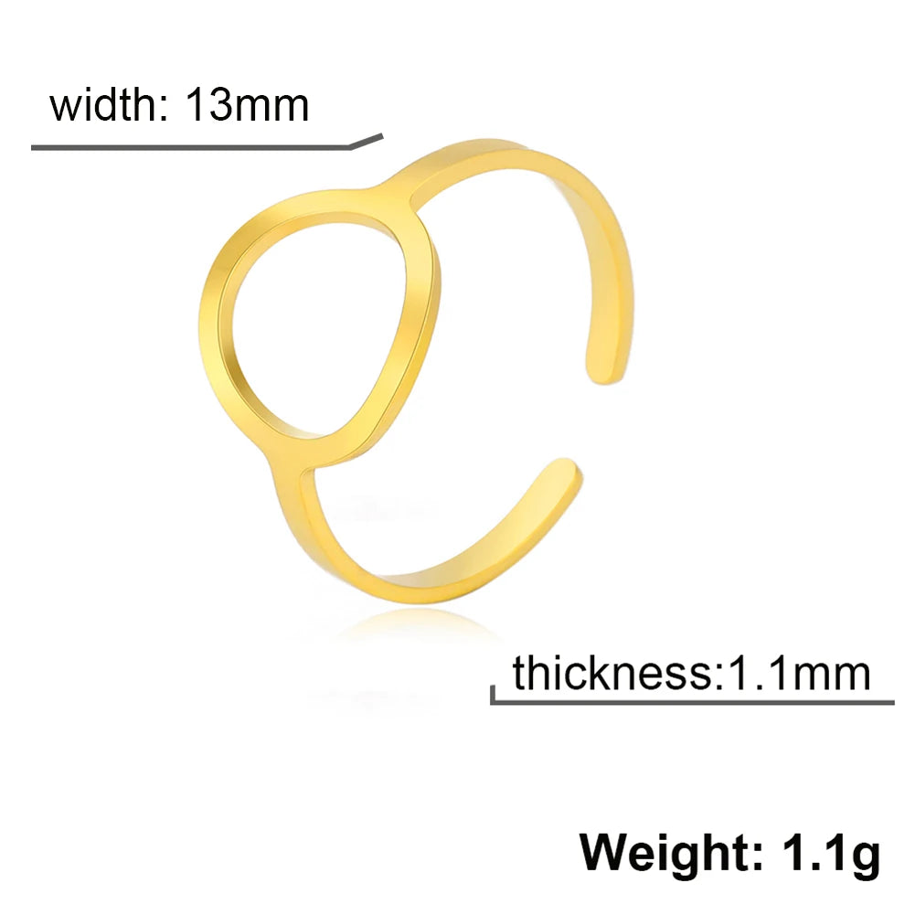 Skyrim Simple Geometric Hollow Round Ring Women Stainless Steel Minimalist