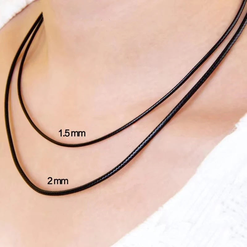 Black Leather Chain Necklace for Diy Women Men Handmade Braid Rope Long Necklace 40/50/60/70CM Neck Pendant Chain