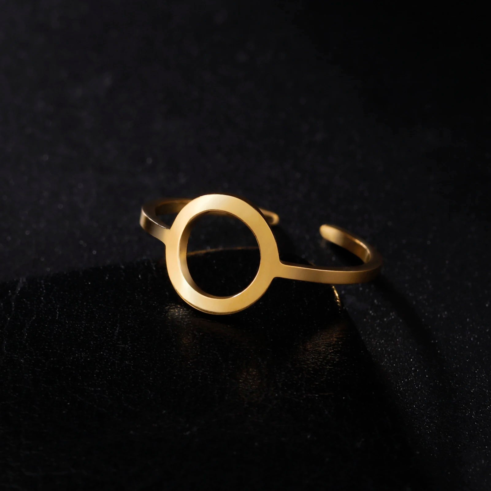 Skyrim Simple Geometric Hollow Round Ring Women Stainless Steel Minimalist