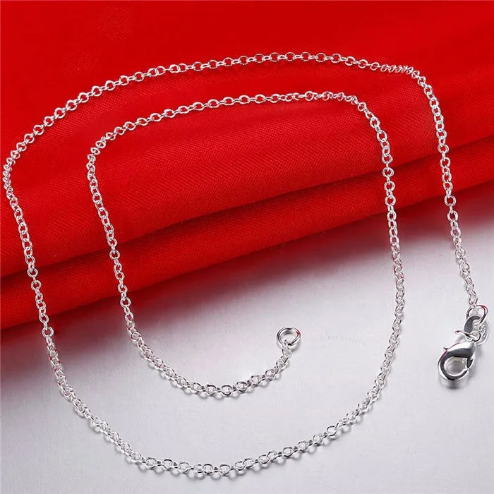 5pcs/lot 925 Sterling Silver Chain necklace,Fashion Men/Women DIY Jewelry Rolo Chain 1mm Necklace 16 18 20 22 24"
