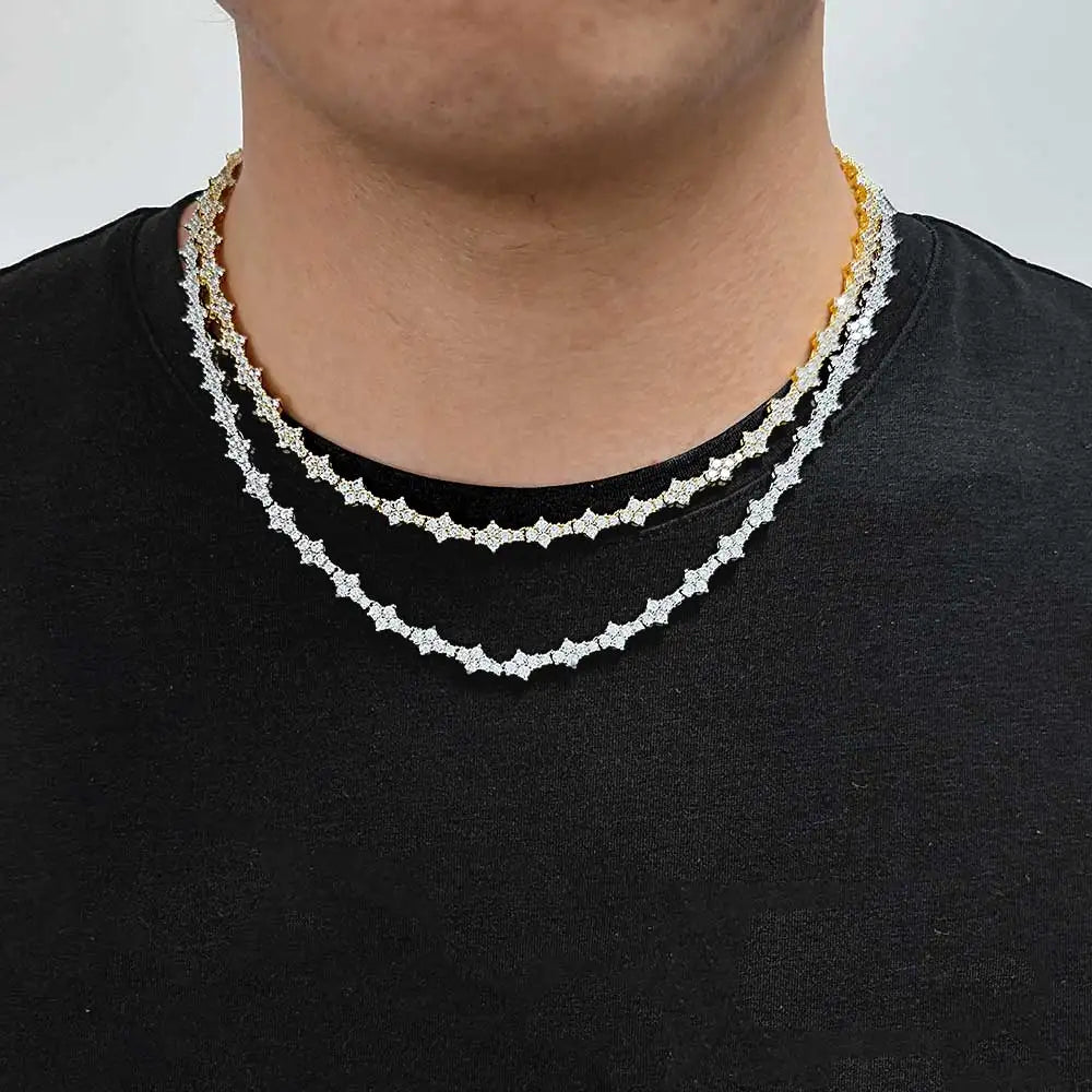 Tennis Chain Necklace for Men Women Iced Out Bling Prong-Setting 925 Sterling Silver Real Moissanite Fashion Jewelry