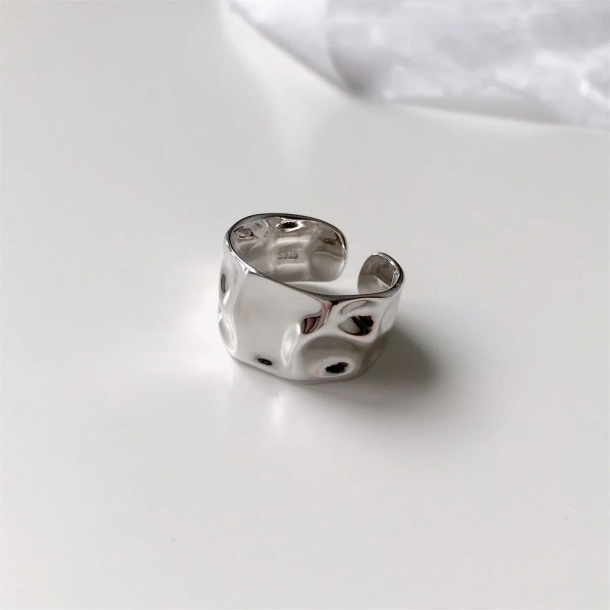Concave-Convex Irregular Surface Wide Rings Men Women Vintage Jewelry Simple Retro Silver Color Metal Geometric