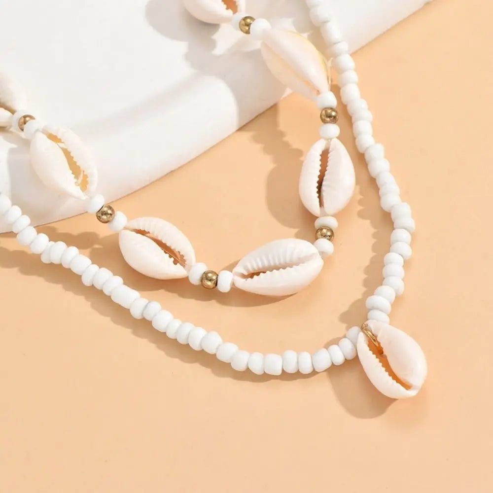 Fashion Geometric Necklace Bead Bohemian Style Clavicle Chain Delicate Double Layer Choker Necklace