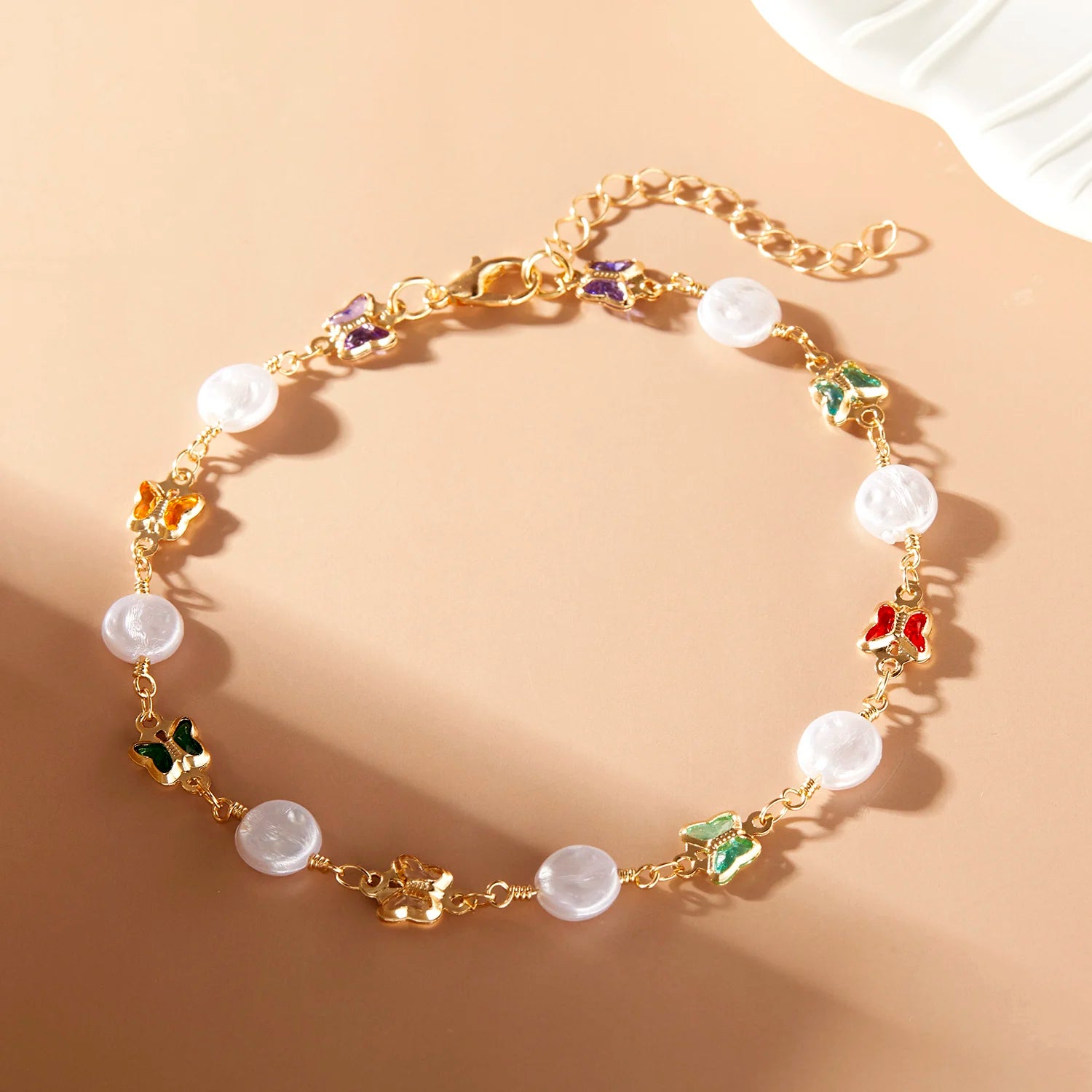 Vintage Boho Love Heart Crystal Colorful Anklet for Women Butterfly Daisy Foot Leg Ankle Chain Girls Beach Party Sandals Jewelry