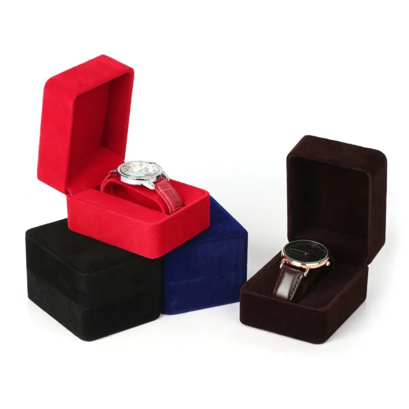 Watch Box Fashion Velvet Round Corner Smartwatch Clock Storage Case Jewelry  Accessories Business Packaging Boxes