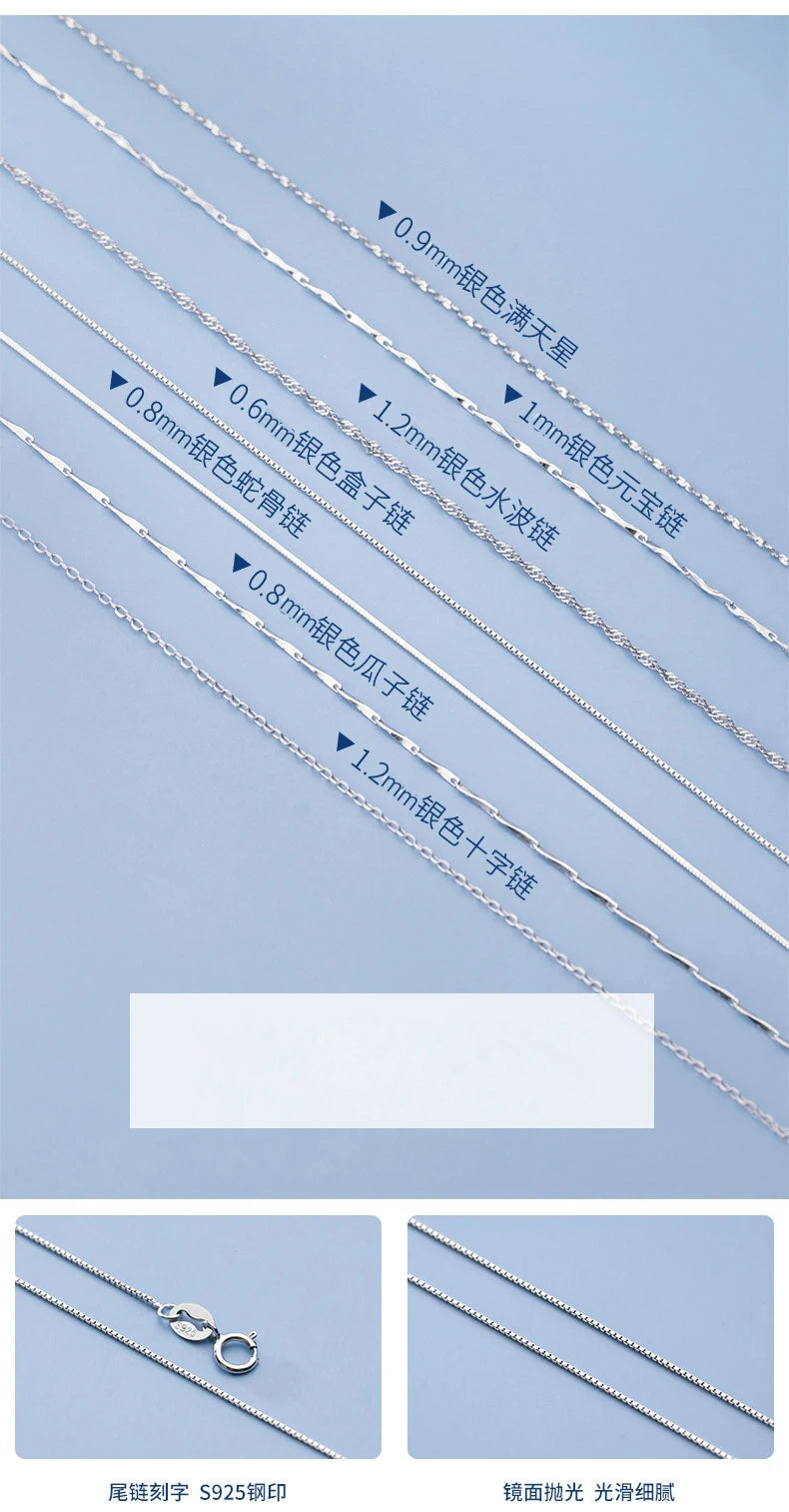 50cm 55cm 60cm Female Necklace For Women On Neck Silver 925 Chain Necklaces Women Pendant Girls Fashion Jewelry Minimalist Long