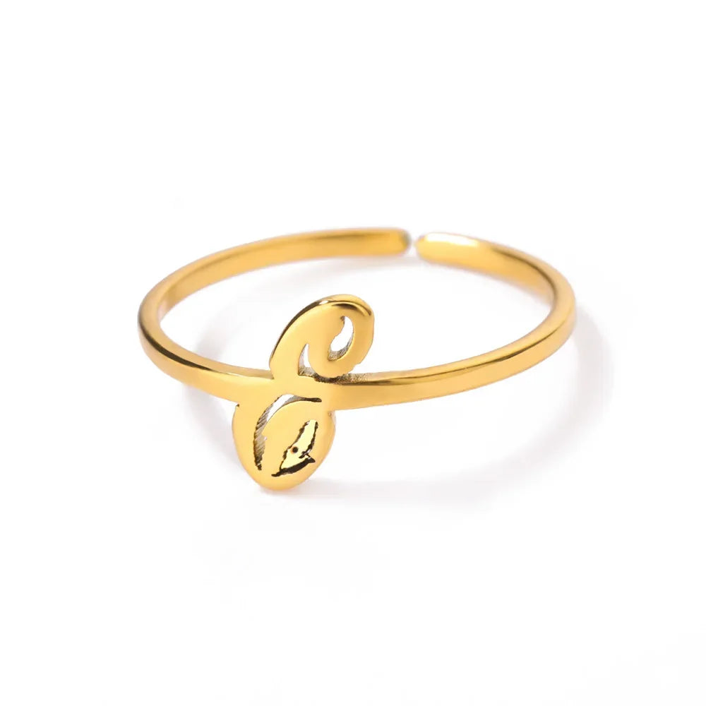 Ring with women's letters adjustable ring with golden stainless steel letters