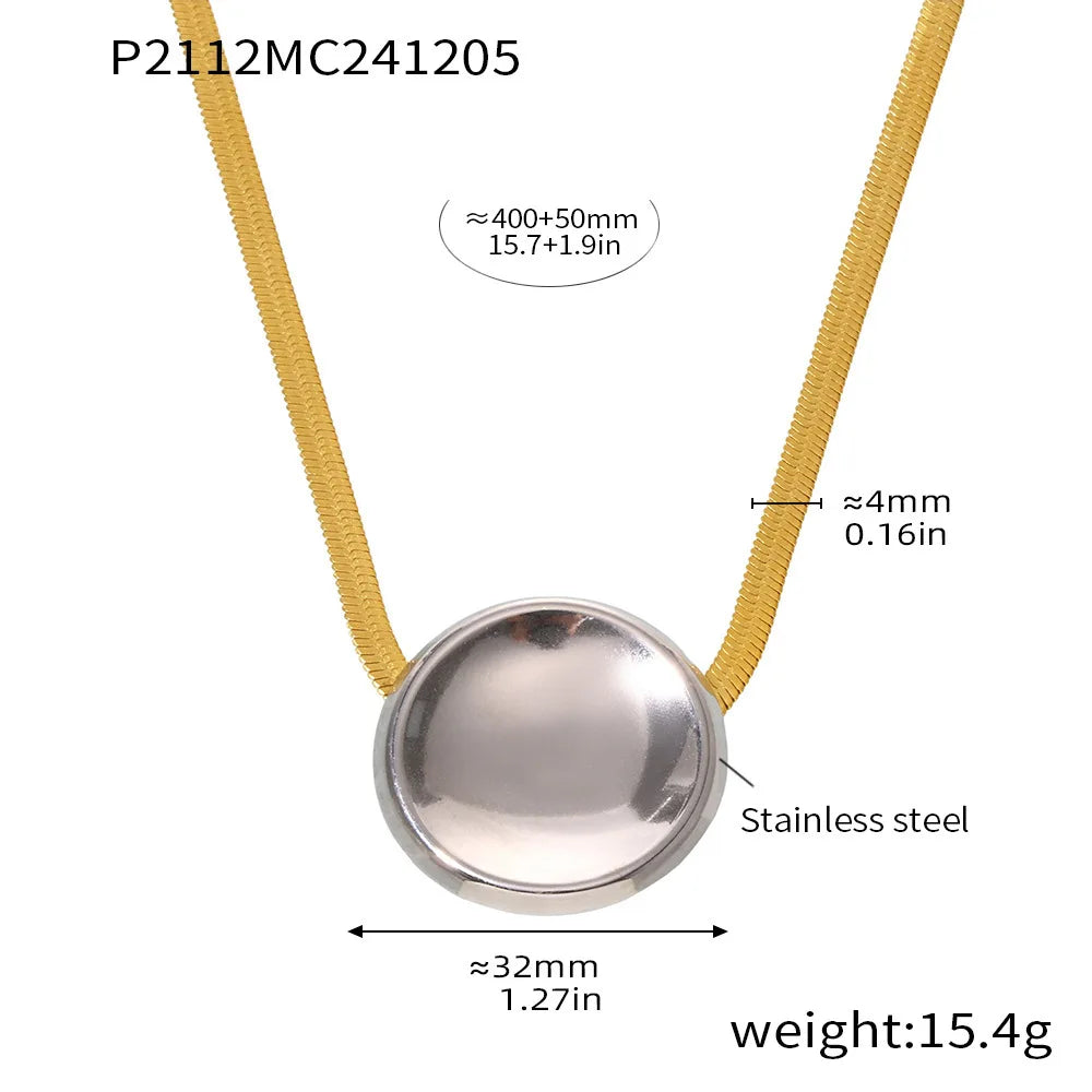 Chic Shiny Necklace For Women Gold Plated Square Pendant Luxury Waterproof Elegant Snake Chain