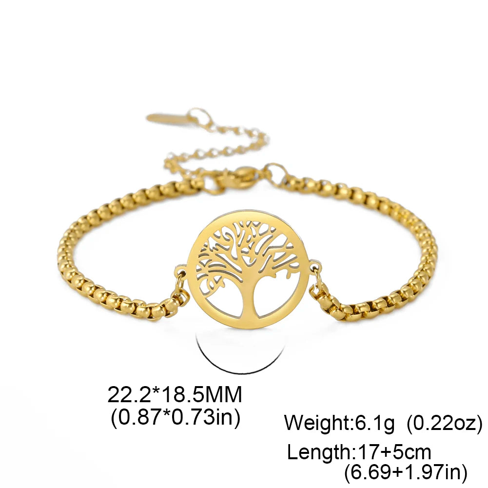 Bracelet For Men Women Stainless Steel Bracelets Hollow Life Tree Pendant Classic