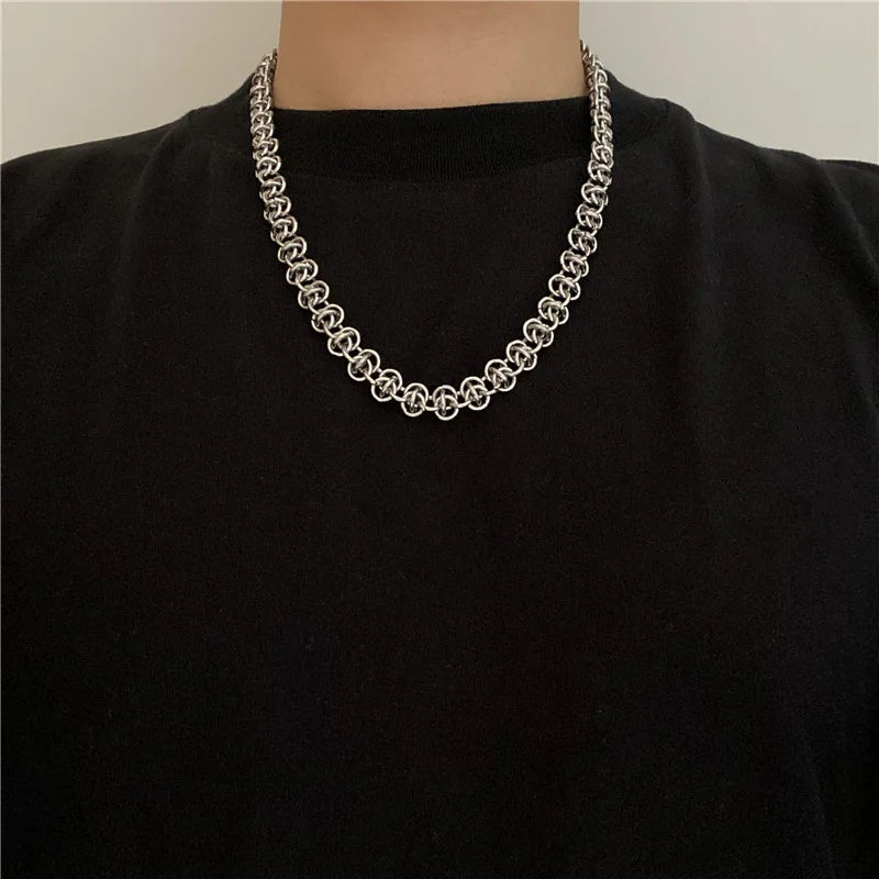 New Hip Hop DIY Chain Necklace for Men Women 316L Stainless Steel Jewelry Vintage Punk Gothic Collar Choker Kpop Aesthetic