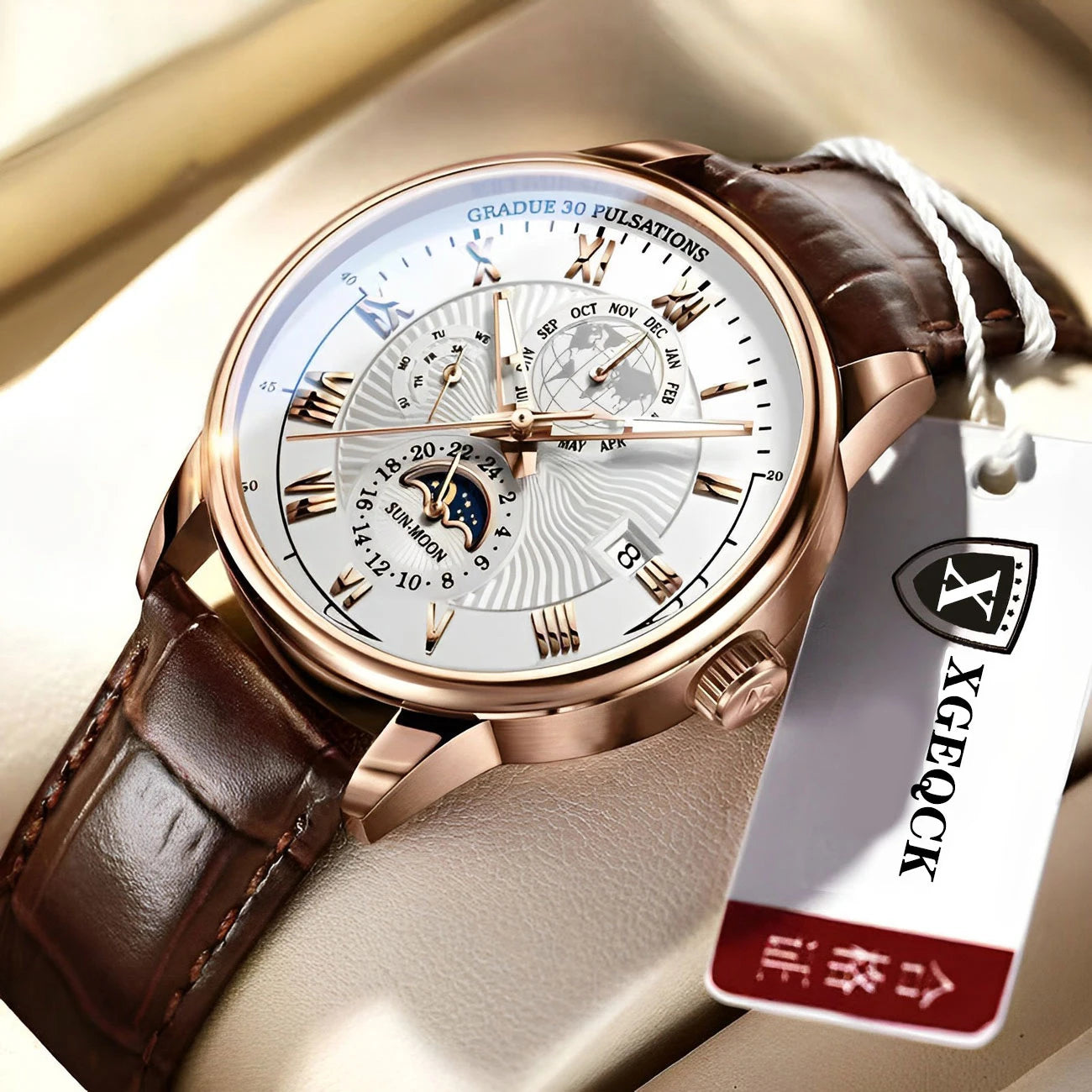 Men's Wristwatch Waterproof Luminous Leather Date Quartz Watches