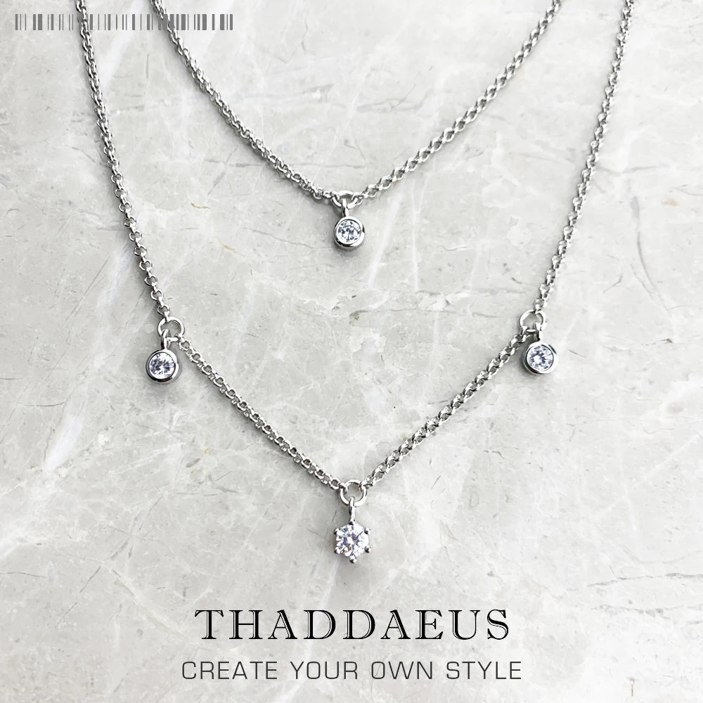 Necklace Double Chain Brand New Minimalist Fine Jewelry Europe 925 Stering Silver