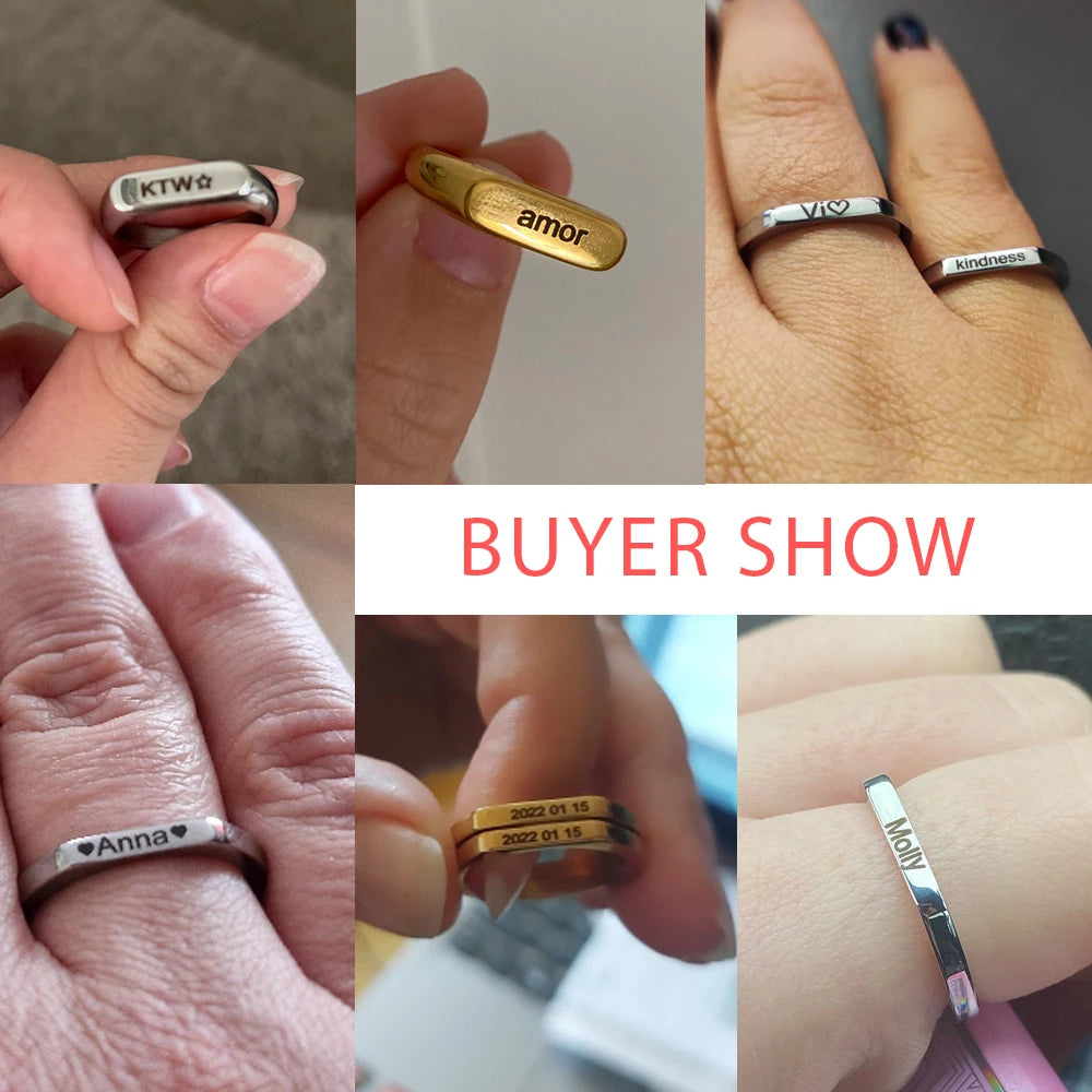 Engrave Wedding Marry Silver Color Stainless Steel Jewelry