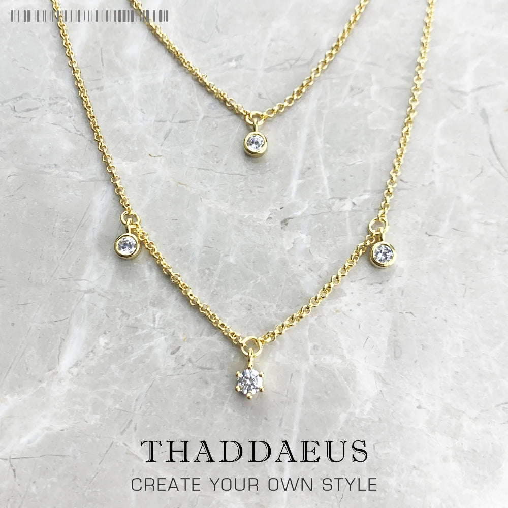 Necklace Double Chain Brand New Minimalist Fine Jewelry Europe 925 Stering Silver