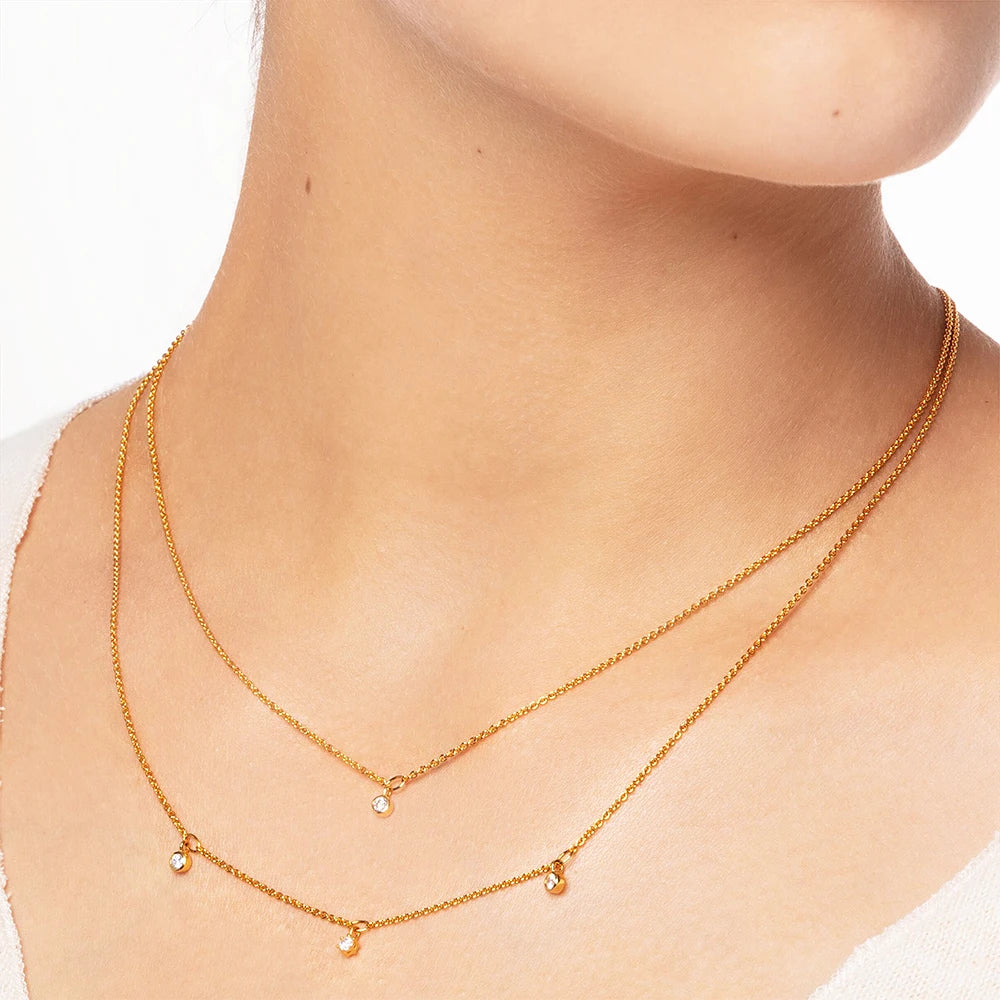 Necklace Double Chain Brand New Minimalist Fine Jewelry Europe 925 Stering Silver