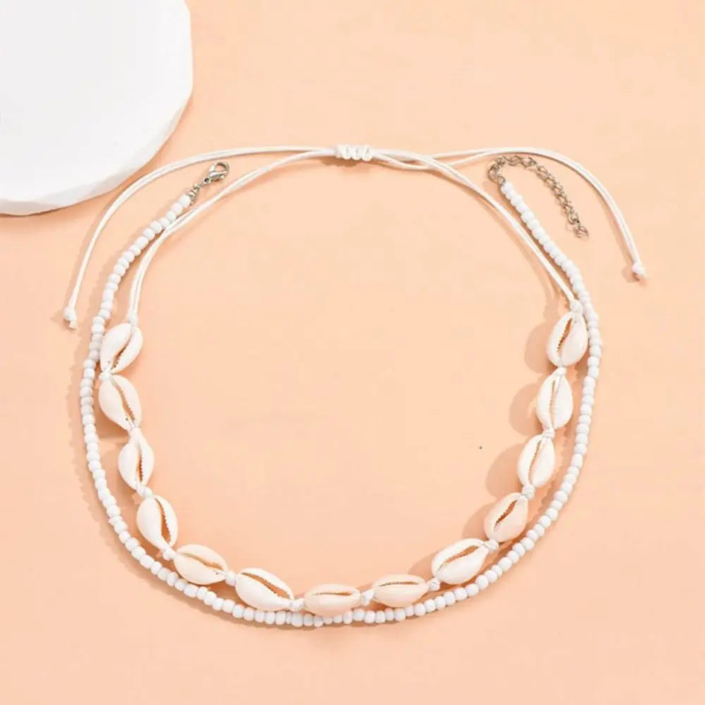 Fashion Geometric Necklace Bead Bohemian Style Clavicle Chain Delicate Double Layer Choker Necklace