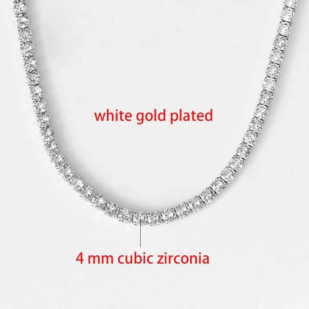 Hip Hop Iced Out Tennis Chain Necklace For Men Women Luxury Cubic Zircon Crystal Short Rock Neck Accessories Jewelry
