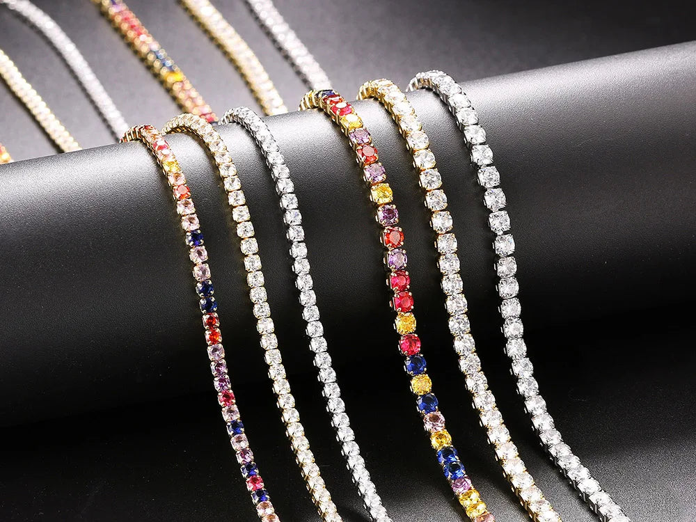 Hip Hop Iced Out Tennis Chain Necklace For Men Women Luxury Cubic Zircon Crystal Short Rock Neck Accessories Jewelry