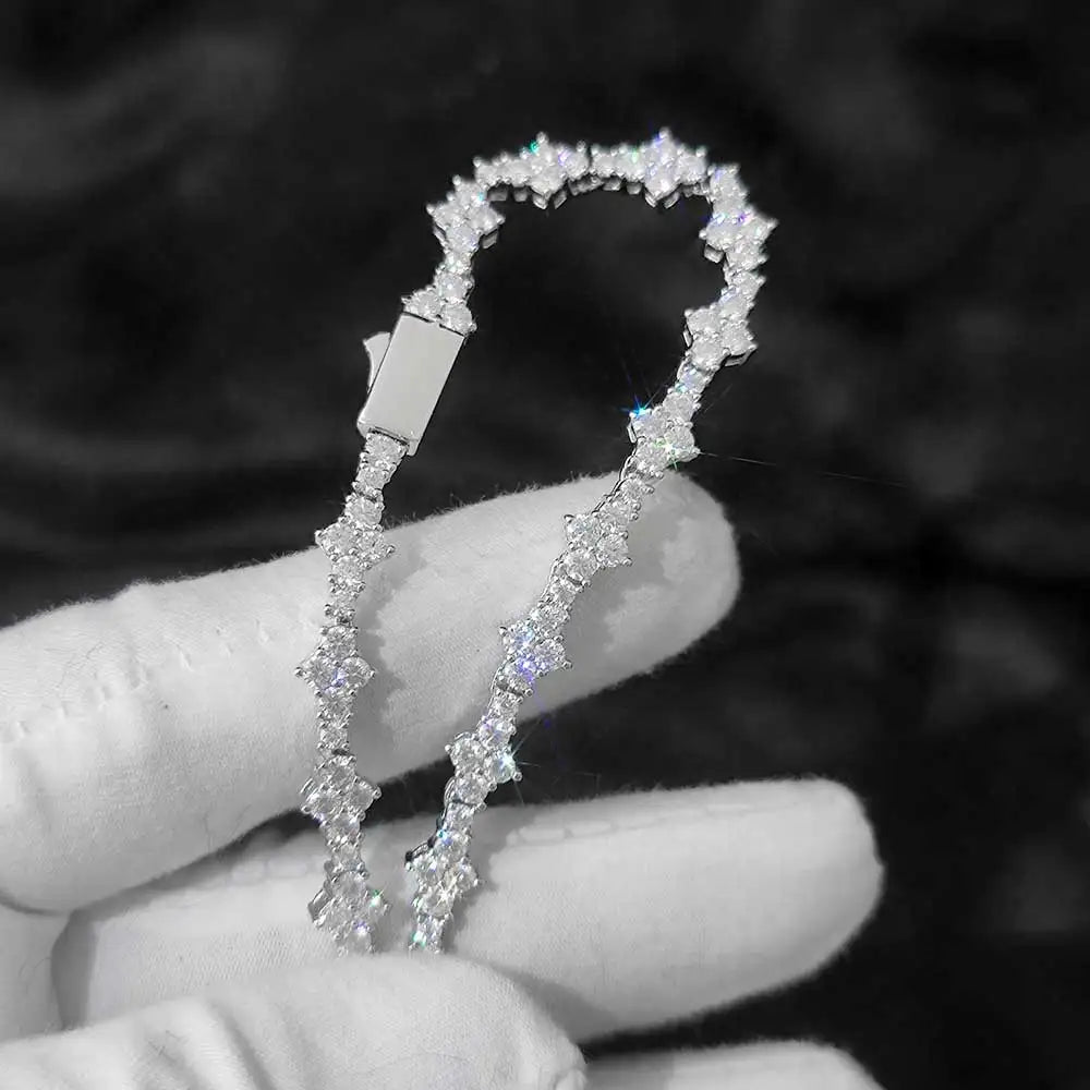 Tennis Chain Necklace for Men Women Iced Out Bling Prong-Setting 925 Sterling Silver Real Moissanite Fashion Jewelry