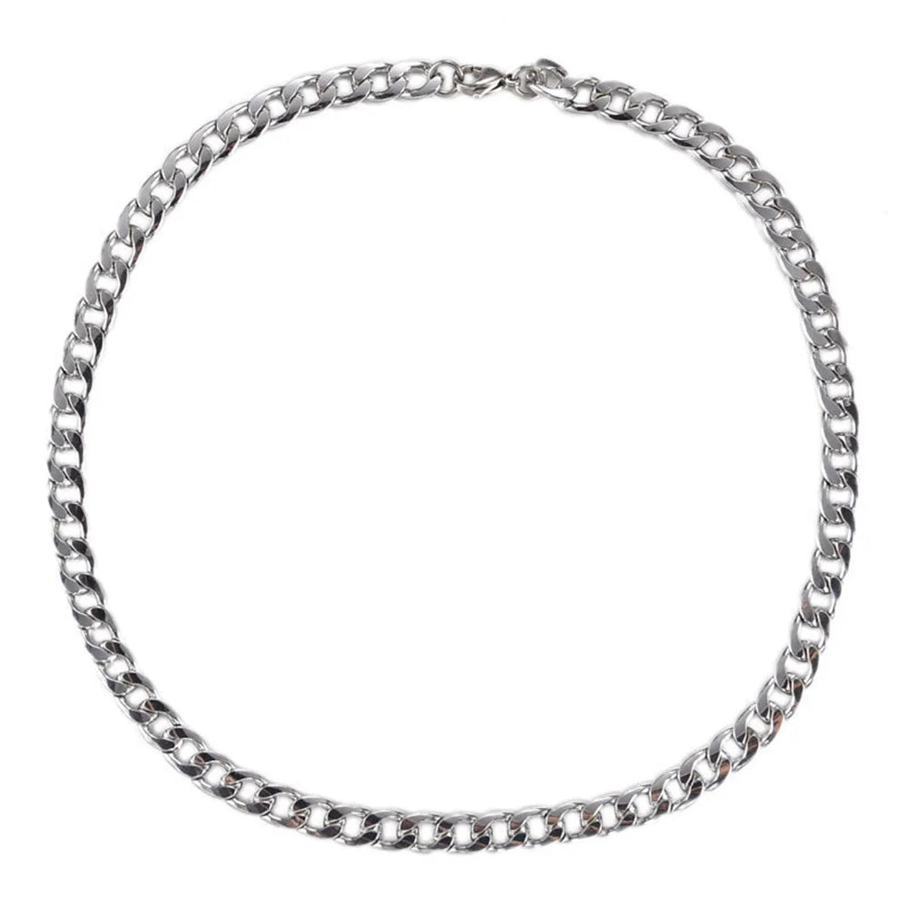 Hip Hop Cuban Chain Necklace Rock Stainless Steel Basic Chain Men Necklace Simple Necklace
