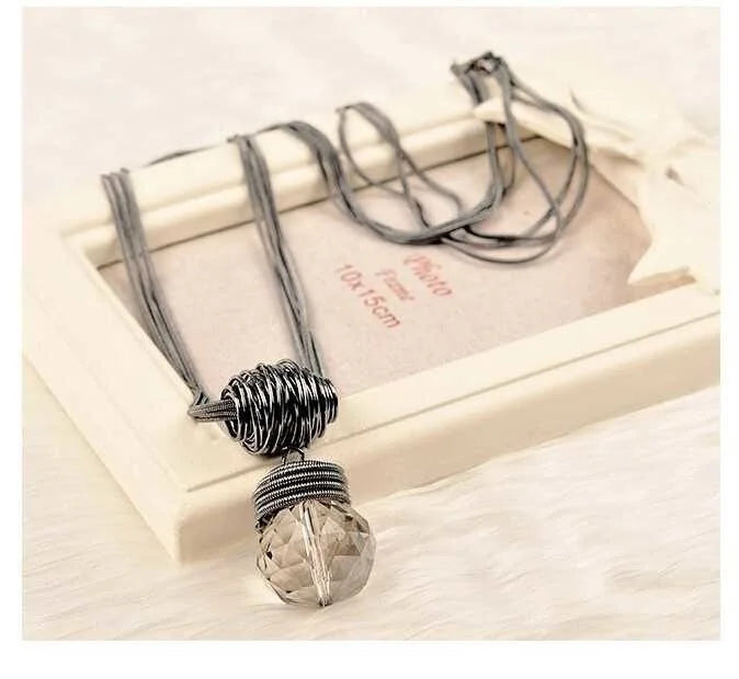 Long Necklace Crystal Women Statement Necklace Jewelry 2024 Fashion Black Chain Drops Maxi Necklaces Pendants Kolye Collier