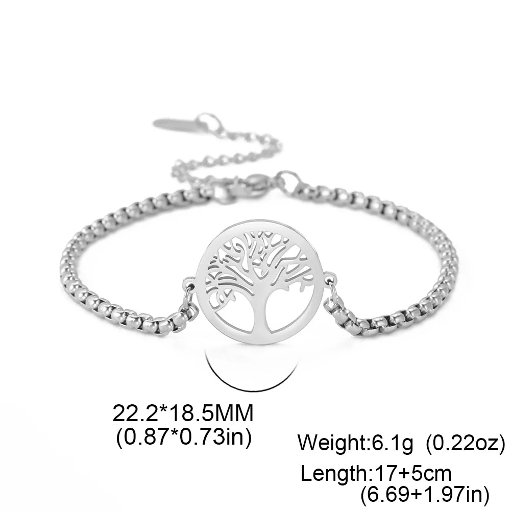 Bracelet For Men Women Stainless Steel Bracelets Hollow Life Tree Pendant Classic