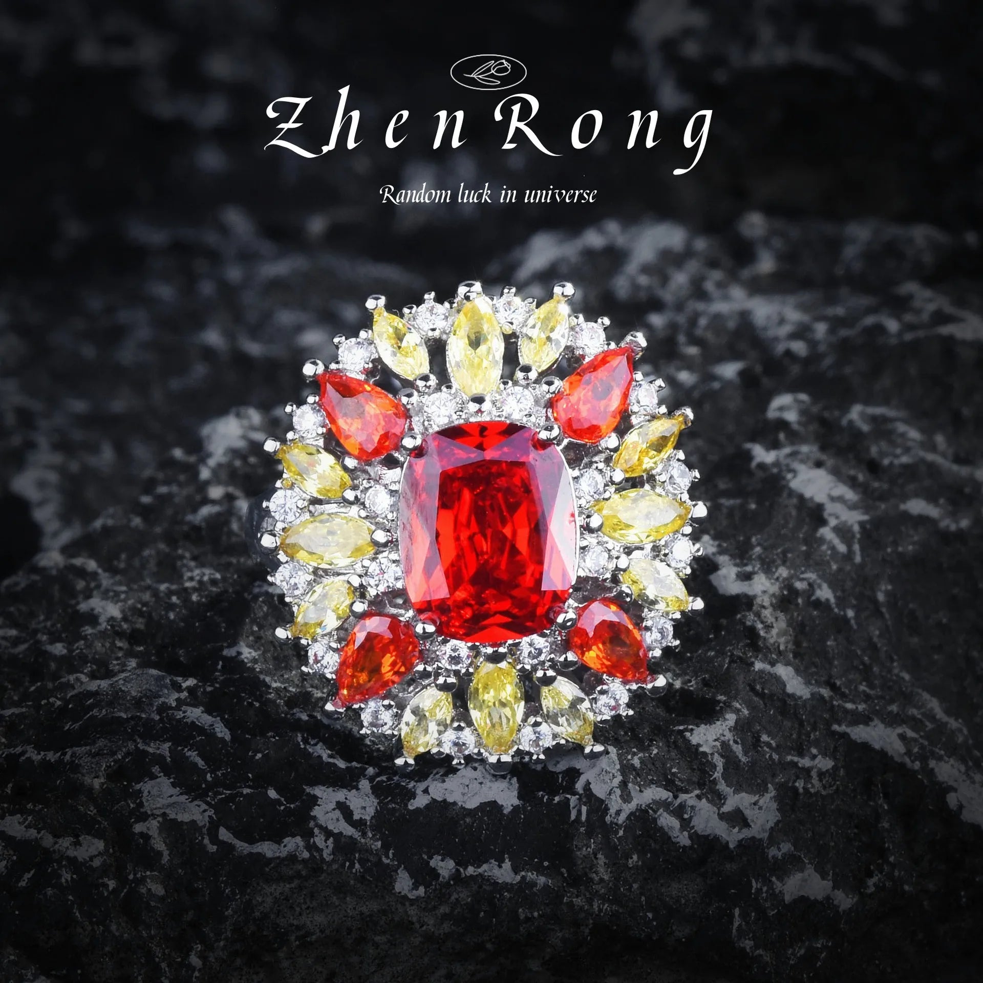 Secret Garden Series Jewelry Luxury Fanta Orange Stone Pendant Necklaces Earrings Rings Banquet Party Jewelry Sets For Women