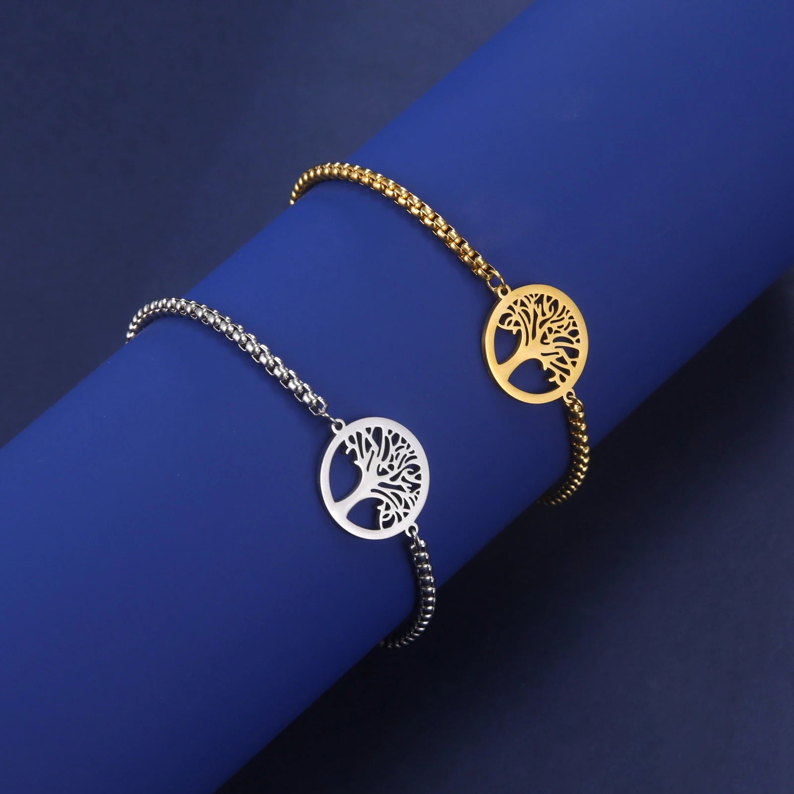 Bracelet For Men Women Stainless Steel Bracelets Hollow Life Tree Pendant Classic