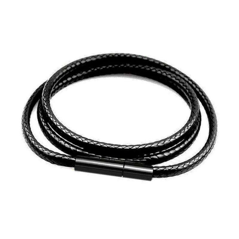 Black Leather Chain Necklace for Diy Women Men Handmade Braid Rope Long Necklace 40/50/60/70CM Neck Pendant Chain