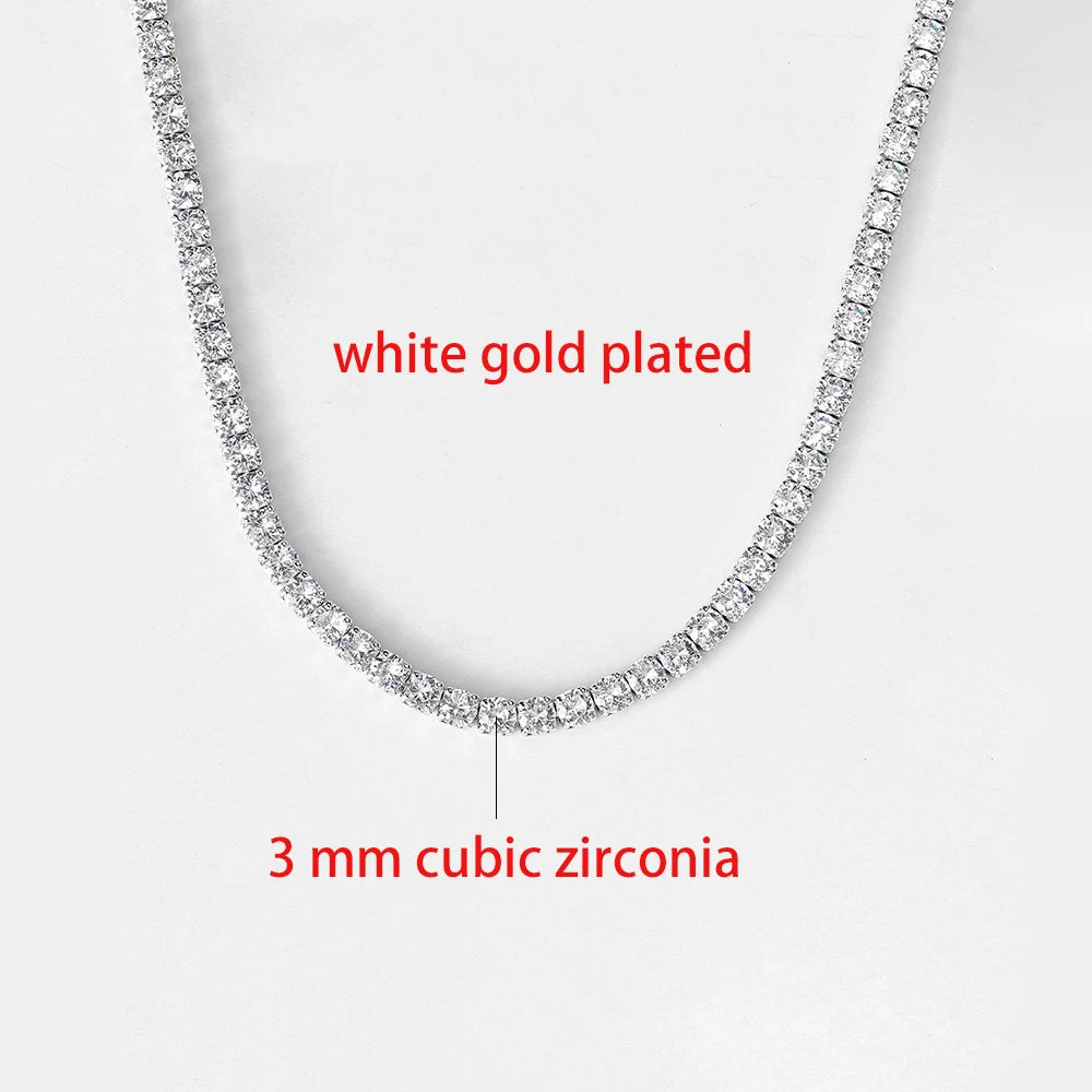 Hip Hop Iced Out Tennis Chain Necklace For Men Women Luxury Cubic Zircon Crystal Short Rock Neck Accessories Jewelry