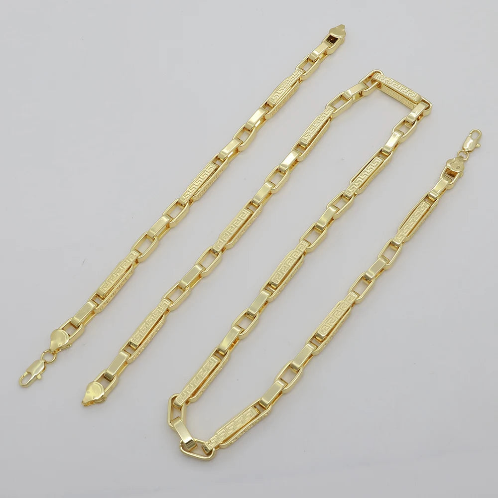 24 in/60cm Length Necklace 14K Gold Color Plated Square Shape Jewelry For Men Women Punk Chain Gothic Aesthetic Hand Chain