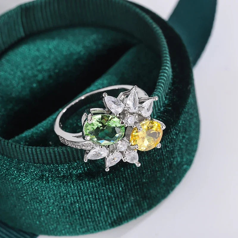 Green Yellow Zirconia Ladies Ring