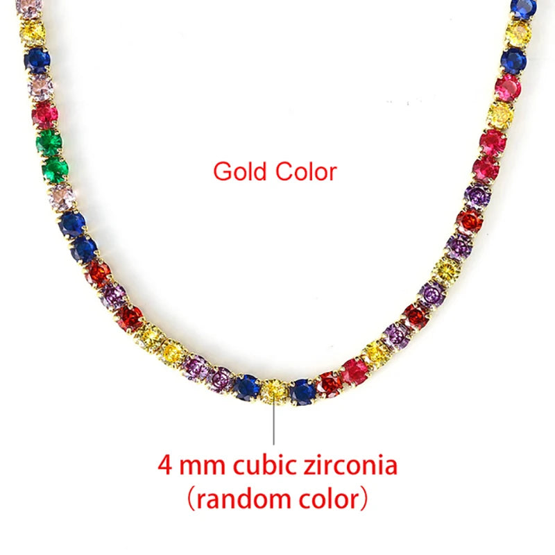 Hip Hop Iced Out Tennis Chain Necklace For Men Women Luxury Cubic Zircon Crystal Short Rock Neck Accessories Jewelry