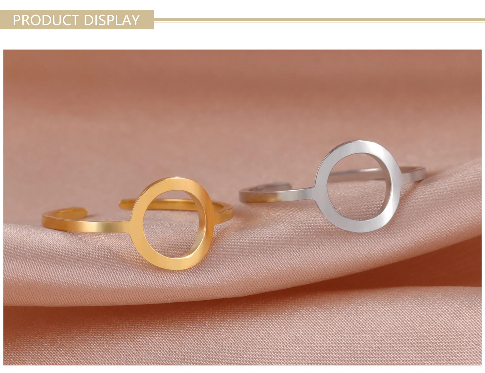 Skyrim Simple Geometric Hollow Round Ring Women Stainless Steel Minimalist