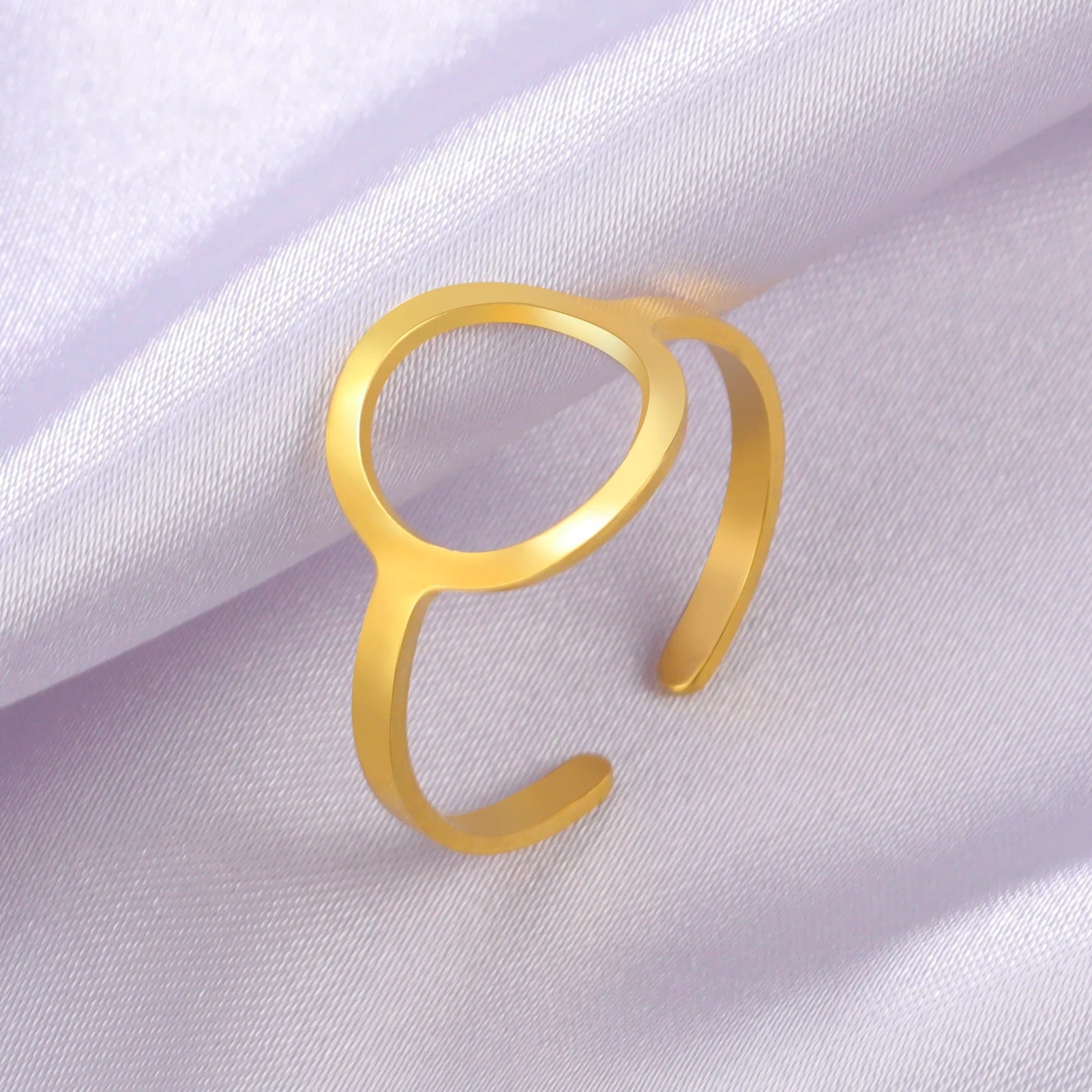 Skyrim Simple Geometric Hollow Round Ring Women Stainless Steel Minimalist