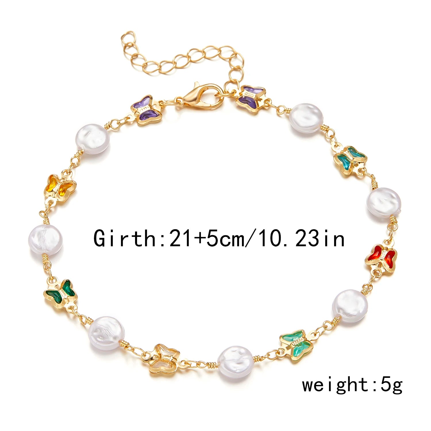Vintage Boho Love Heart Crystal Colorful Anklet for Women Butterfly Daisy Foot Leg Ankle Chain Girls Beach Party Sandals Jewelry