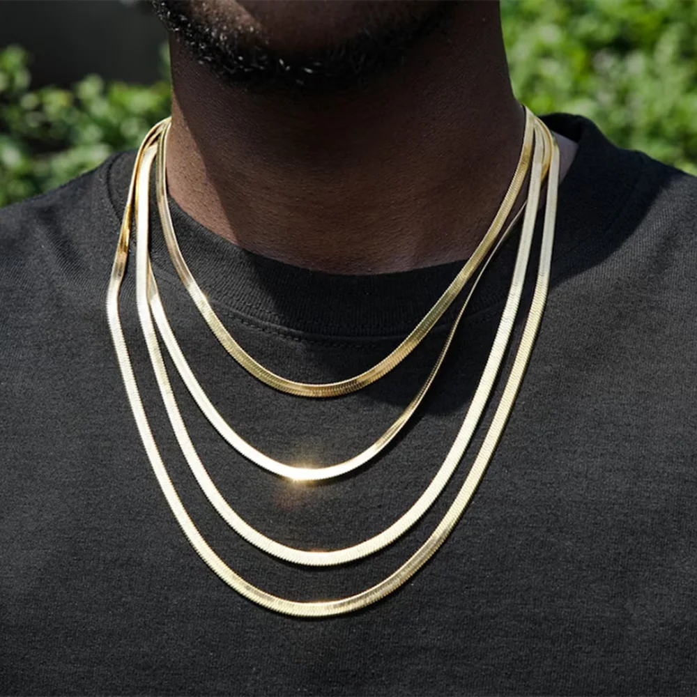 Hip Hop Snake Chain Necklace for Men New Fashion Stainless Steel Silver Color Necklace
