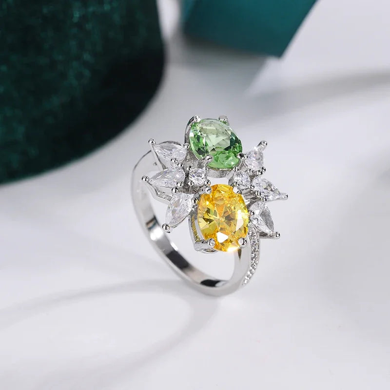 Green Yellow Zirconia Ladies Ring