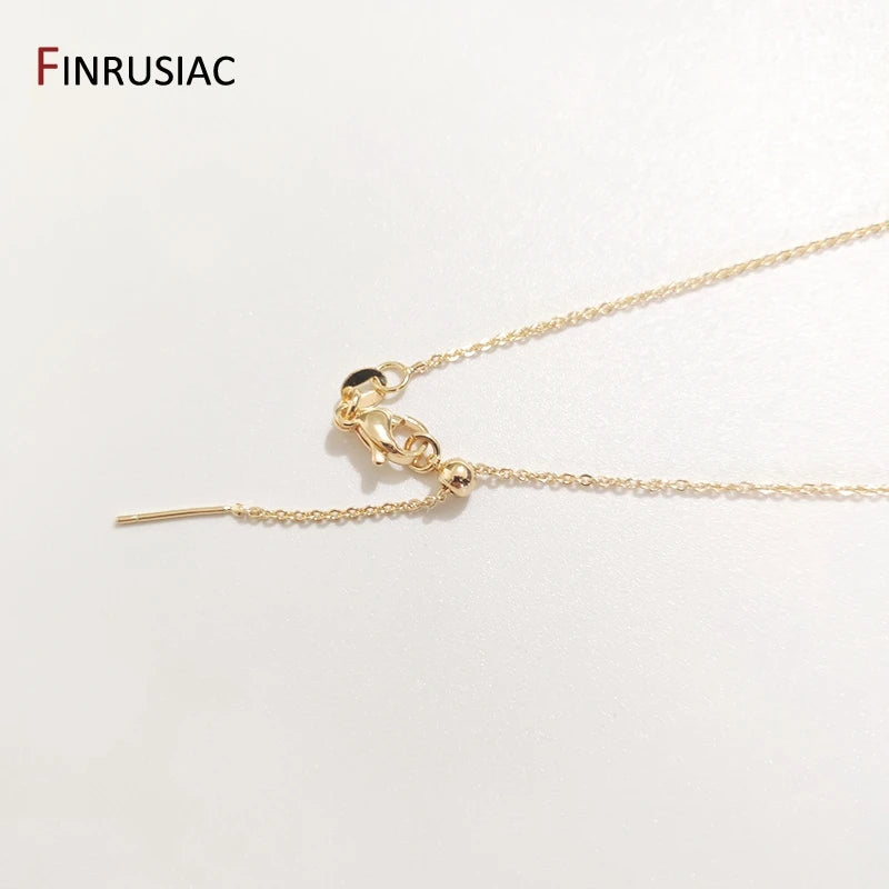 High Quality Real Gold Plated Thin Necklace Chain, 45cm Simple Trendy Adjustable Chain for DIY Necklace Making Findings