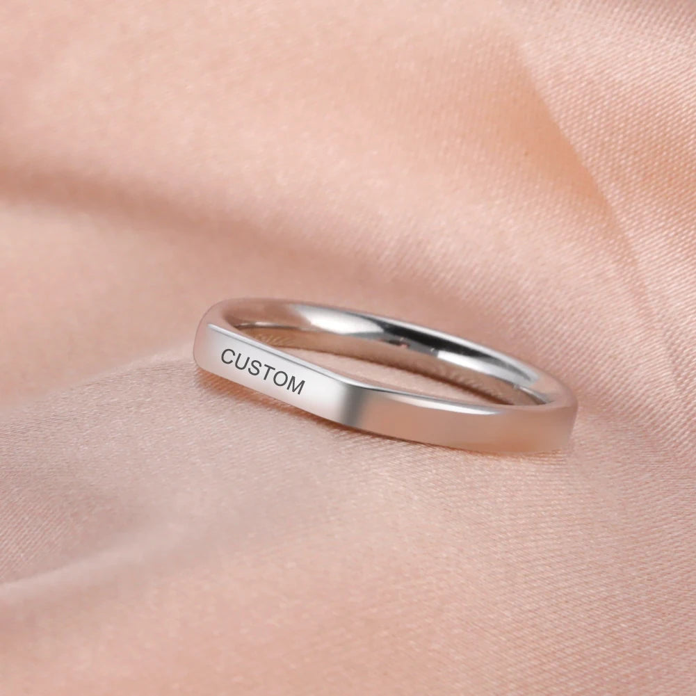 Engrave Wedding Marry Silver Color Stainless Steel Jewelry