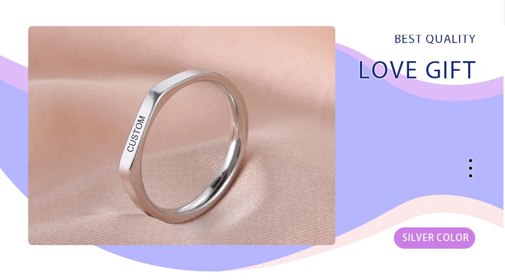 Engrave Wedding Marry Silver Color Stainless Steel Jewelry