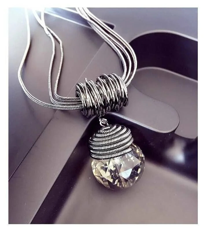 Long Necklace Crystal Women Statement Necklace Jewelry 2024 Fashion Black Chain Drops Maxi Necklaces Pendants Kolye Collier