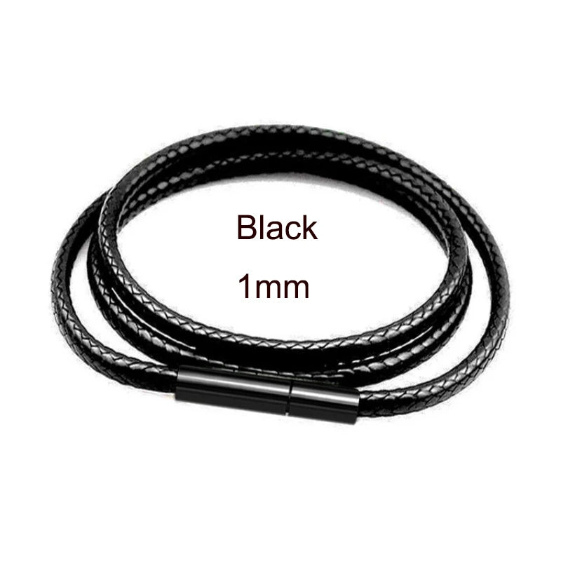 Black Leather Chain Necklace for Diy Women Men Handmade Braid Rope Long Necklace 40/50/60/70CM Neck Pendant Chain