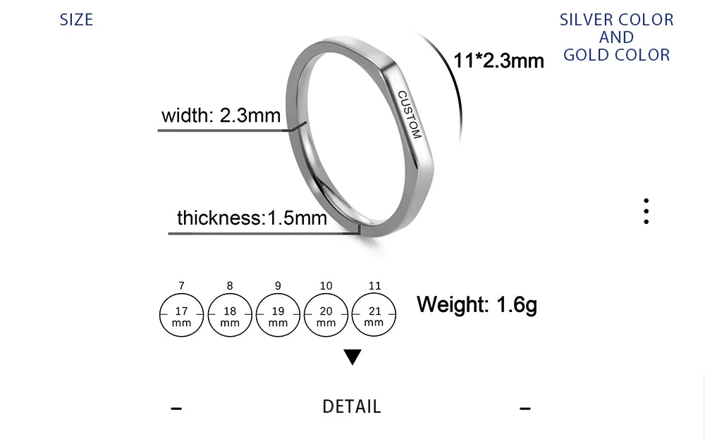 Engrave Wedding Marry Silver Color Stainless Steel Jewelry